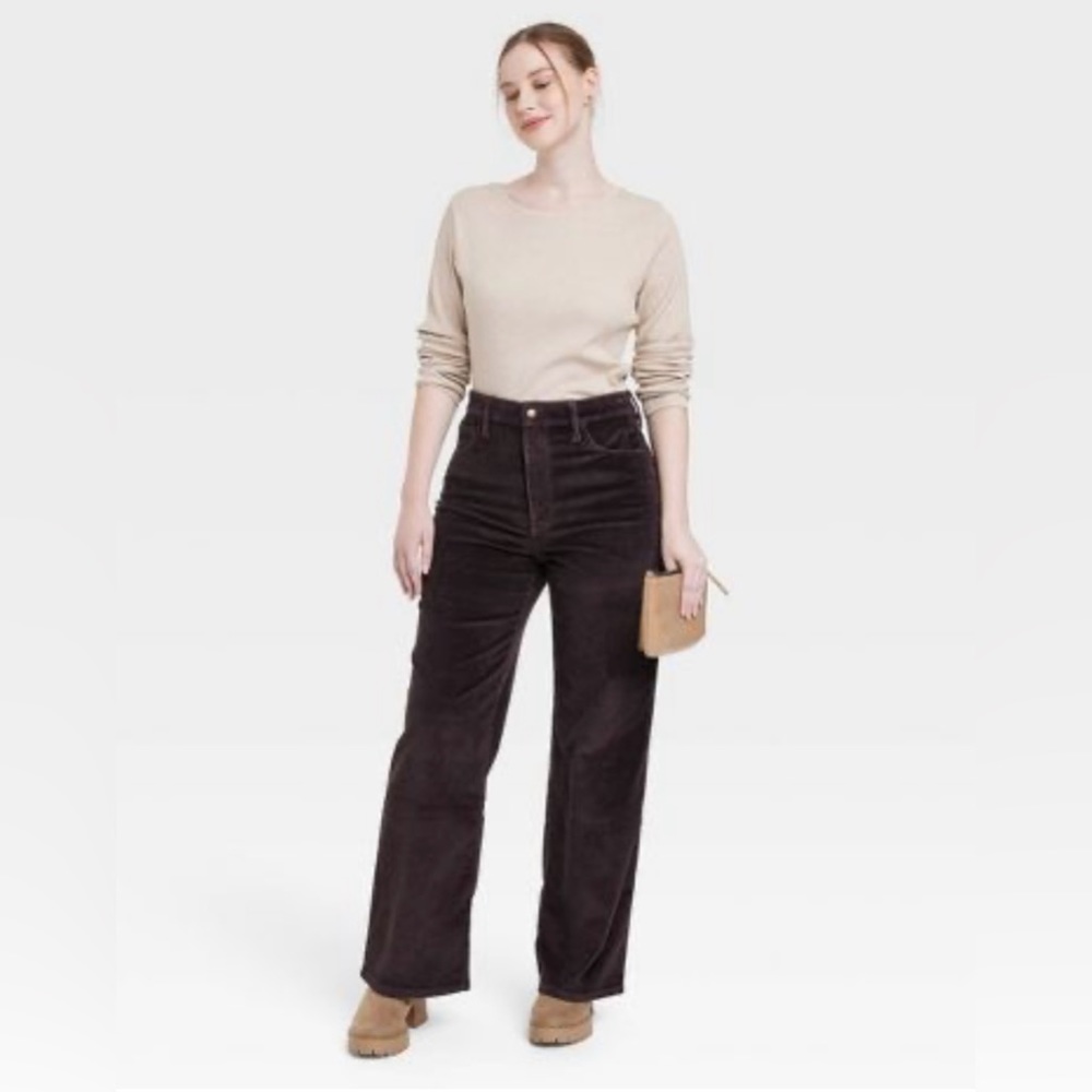 NWT Universal Thread Dark Brown High-Rise Corduroy Wide Leg Pants size 2